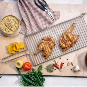 Grelha Dupla Abaulada Aço Carbono 70cm x 20 cm Churrasco Peixe Frango - Imagem 5