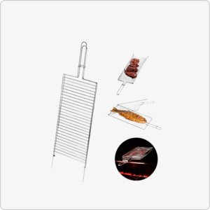 Grelha Dupla Abaulada Aço Carbono 70cm x 20 cm Churrasco Peixe Frango - Imagem 3