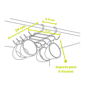 Suporte Organizador Para Xícaras Suspenso Armário 8 Xícaras - Imagem 8
