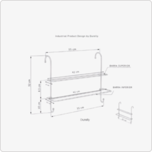 Suporte Porta Toalha Duplo Para Box Cromado Prateado - Imagem 3