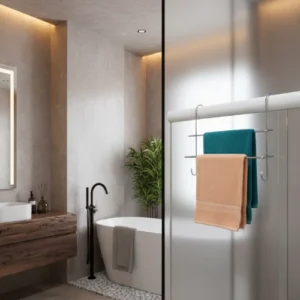 Suporte Porta Toalha Duplo Para Box Cromado Prateado - Imagem 5
