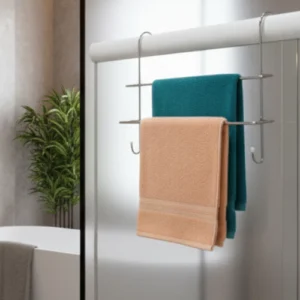 Suporte Porta Toalha Duplo Para Box Cromado Prateado - Imagem 6
